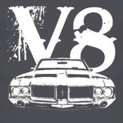 1971 Oldsmobile 442 Grill View V8 Faded Look Dark T Shirt