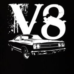 1968 Plymouth GTX Side View V8 Faded Look Dark T Shirt