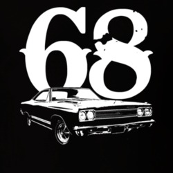 1968 Plymouth GTX Side View With Year Faded Look Dark T Shirt