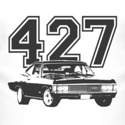 1967_CHEVY_ IMPALA_SS_Side_Black_Graphic_Engine_Size T Shirt