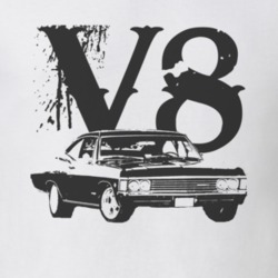 1967_CHEVY_ IMPALA_SS_Side_Black_Graphic_V8 T Shirt
