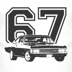 1967_CHEVY_ IMPALA_SS_Side_Black_Graphic_Year T Shirt