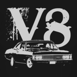 1967_CHEVY_ IMPALA_SS_Side_White_Graphic_V8 T Shirt