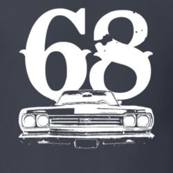 1968 Plymouth GTX Grill View With Year Faded Look Dark T Shirt
