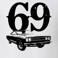 1969 Plymouth GTX Side View With Year Faded Look Light T Shirt