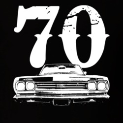 1970 Plymouth GTX Grill View With Year Faded Look Dark T Shirt