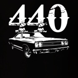 1970 Plymouth GTX Side View With Engine Size Faded Look Dark T Shirt