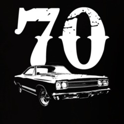 1970 Plymouth GTX Side View With Year Faded Look Dark T Shirt