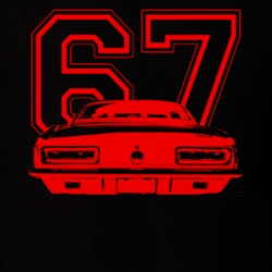 1967 Camaro SS Rear View With Year Red Graphic Shirt