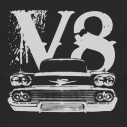 1958_CHEVY_BEL AIR_Grill_White_Graphic_V8 T Shirt
