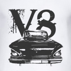 1958_CHEVY_BEL AIR_Rear_Black_Graphic_V8 T Shirt