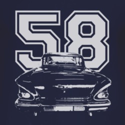 1958_CHEVY_BEL AIR_Rear_White_Graphic_year T Shirt