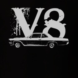 1966_CHEVY_BEL AIR_Side_White_Graphic_V8 T Shirt