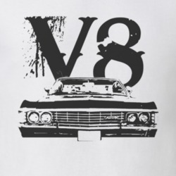1967_CHEVY_IMPALA_SS_Grill_Black_Graphic_V8 T Shirt