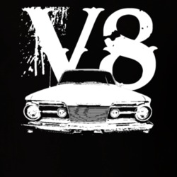1965 Plymouth Barracuda Grill View V8 Faded Look Dark T Shirt