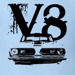 1967 Plymouth Barracuda Grill View V8 Faded Look Light T Shirt