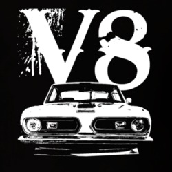 1967 Plymouth Barracuda Grill View V8 Faded Look Dark T Shirt
