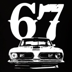 1967 Plymouth Barracuda Grill View With Year Faded Look Dark T Shirt