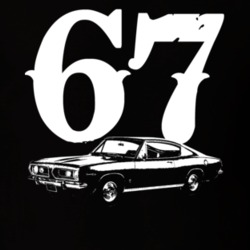 1967 Plymouth Barracuda Side View With Year Faded Look Dark T Shirt
