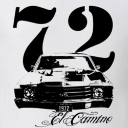 1972 El Camino Grill View With Year and Model Name White Shirt