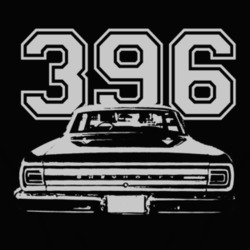 1965_Chevelle_Rear_White_Graphic_Engine Size T Shirt