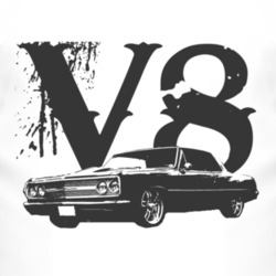 1965 CHEVELLE Side Black Graphic V8 T Shirt