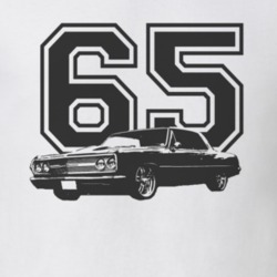 1965 CHEVELLE Side Black Graphic Year  T Shirt