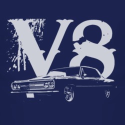 1965 CHEVELLE Side White Graphic V8 T Shirt