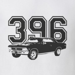 1966 Chevy Chevelle Side Black Graphic Engine Size T Shirt