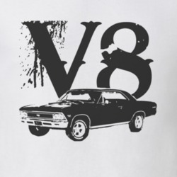 1966_Chevy_Chevelle Side Black Graphic V8 T Shirt