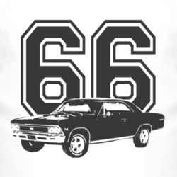 1966_Chevy Chevelle Side Black Graphic Year T Shirt
