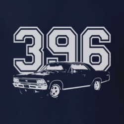 1966 Chevy Chevelle Side White Graphic Engine Size T Shirt
