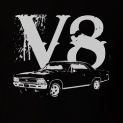 1966_Chevy Chevelle Side White Graphic V8 T Shirt