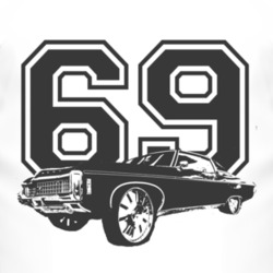 1969 CHEVY CAPRICE Side Black Graphic Year T Shirt