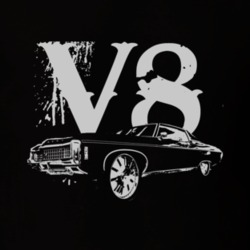 1969 CHEVY CAPRICE Side White Graphic V8 T Shirt