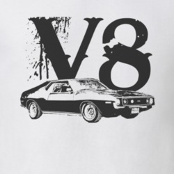 1974 AMC JAVELIN Side Black Graphic V8 T Shirt