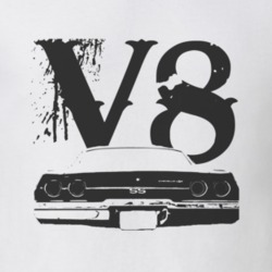 1973 CHEVELLE Rear Black Graphic V8 T Shirt