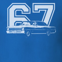 1967 Nova Faded Look Side View With Year White Graphic Royal Blue Shir