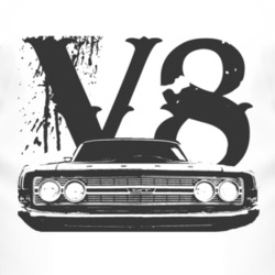 1969__Fairlane Grill Black Graphic V8 T Shirt