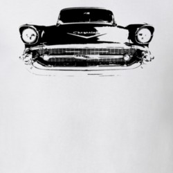 1957 Chevy Classic Grill View Black Graphic Light Color Shirt