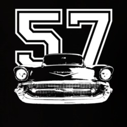 1957 Chevy Classic Grill View Year White Graphic Dark Color Shirt