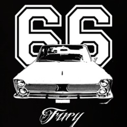 1966 Fury Grill View Year Model White Graphic Dark Color Shirt