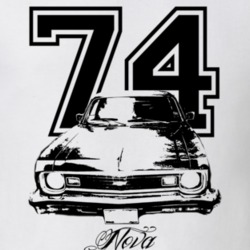 1974 Chevy Nova Grill View Year Model Black Graphic Light Color Shirt