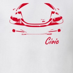 2013 Civic Grill View With Model Name Red Graphic T Shirt