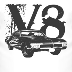 1968 Buick Riviera Side Black Graphic V8 T Shirt