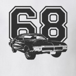 1968 Buick Riviera Side Black Graphic Year T Shirt