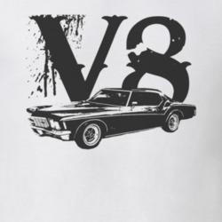 1971 BUICK RIVIERA Side Black Graphic V8 T Shirt