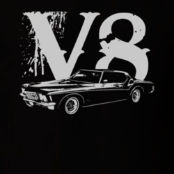 1971 BUICK  RIVIERA Side White Graphic V8 T Shirt