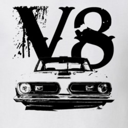 1967 Plymouth Barracuda Grill View V8 Faded Look Light T Shirt