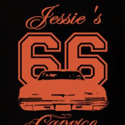Jessie's 1966 Chevy Caprice Rear View Year Model Burnt Orange Graphic 